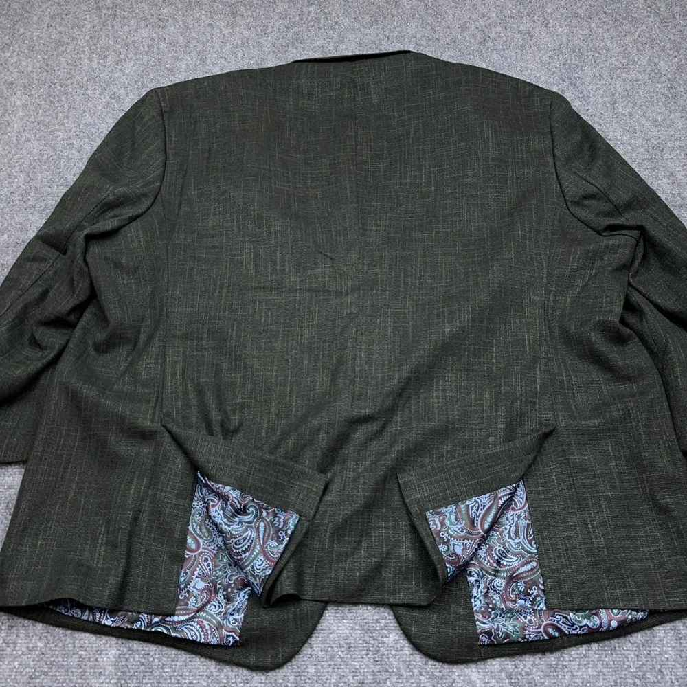 Oak Hill Sport Coat Blazer Men's 4XL 58/60 Dark Green Two Button Paisley Lined